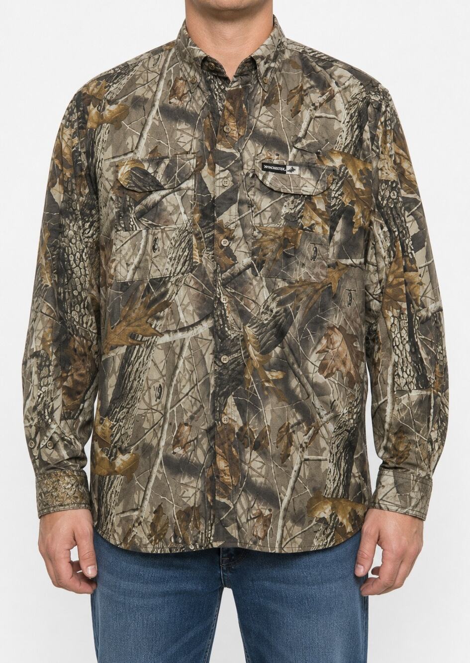 Winchester Shirt Mens XL Brown Gray Hunting Vented Long Sleeve Button-Down